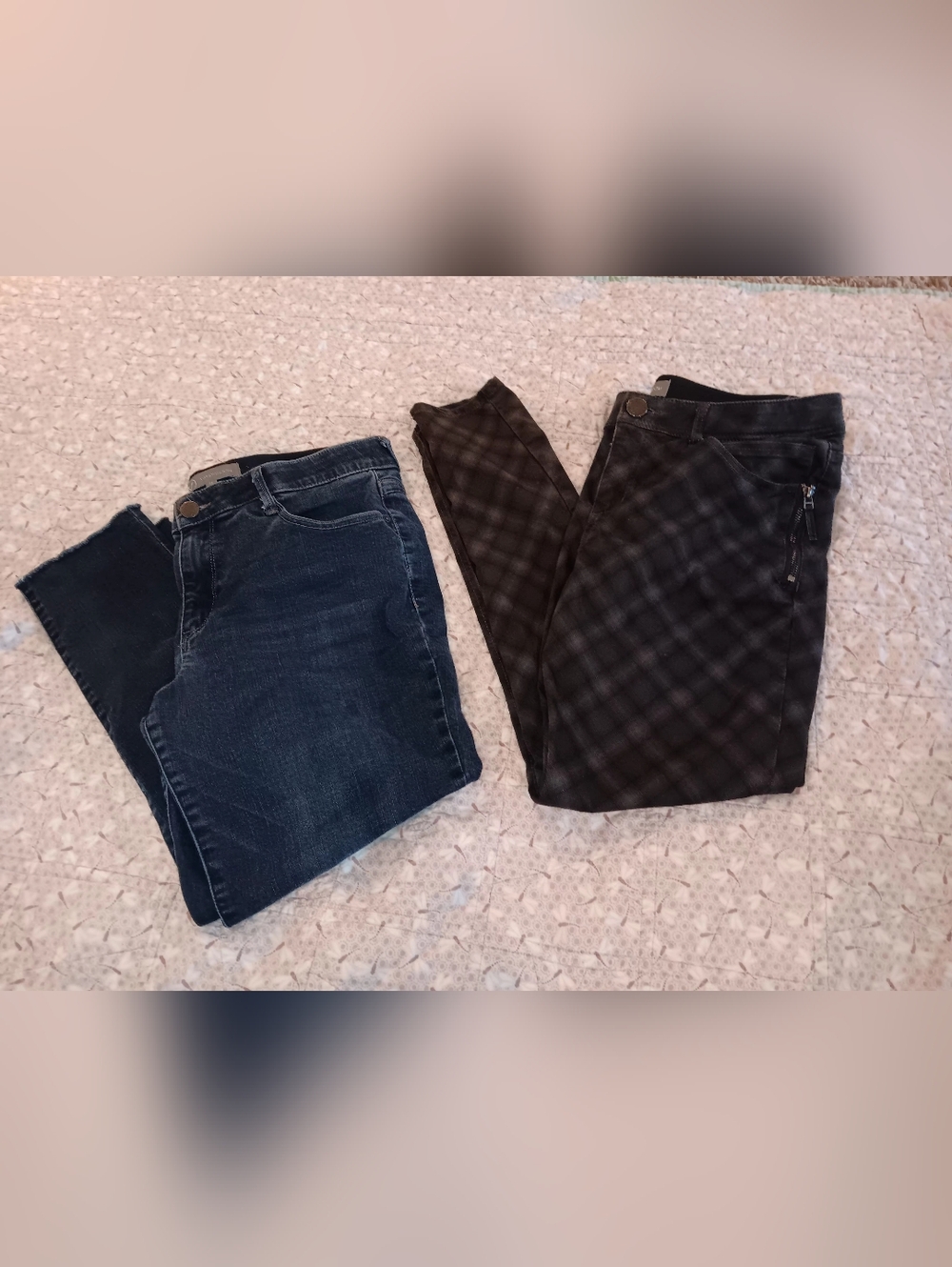 Wit & Wisdom Dark Blue and Black Plaid Skinny Jeans